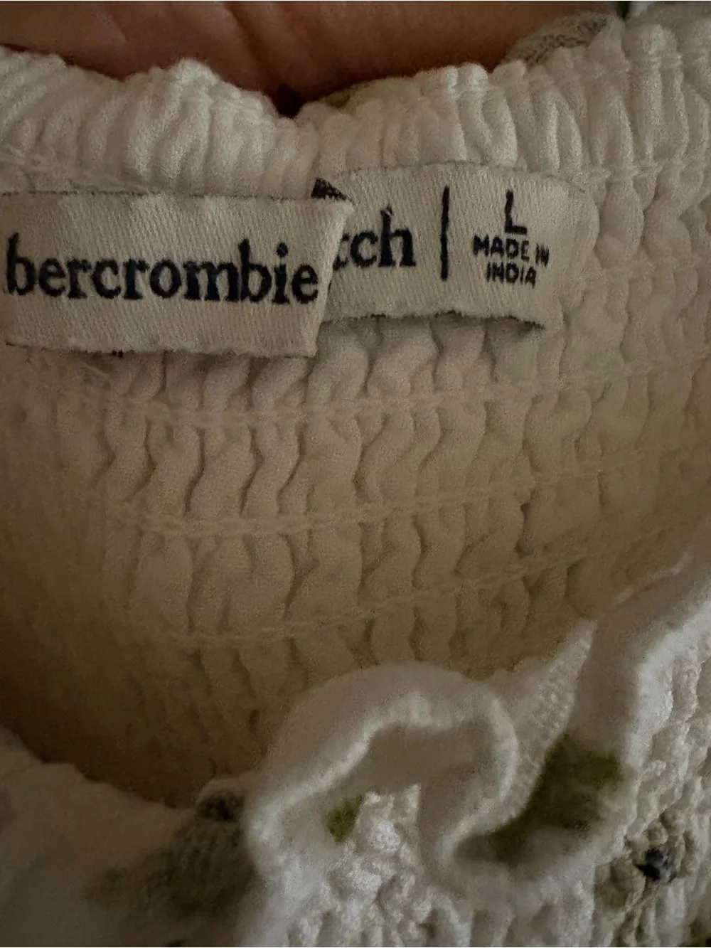 Abercrombie & Fitch White Maxi Dress with Olive Green Floral Print